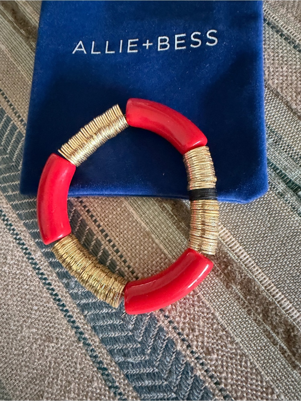 ALLIE + BESS Zo Gold Wrapped Bracelet Set with Red, Black & Clear Accents - Picture 3 of 4